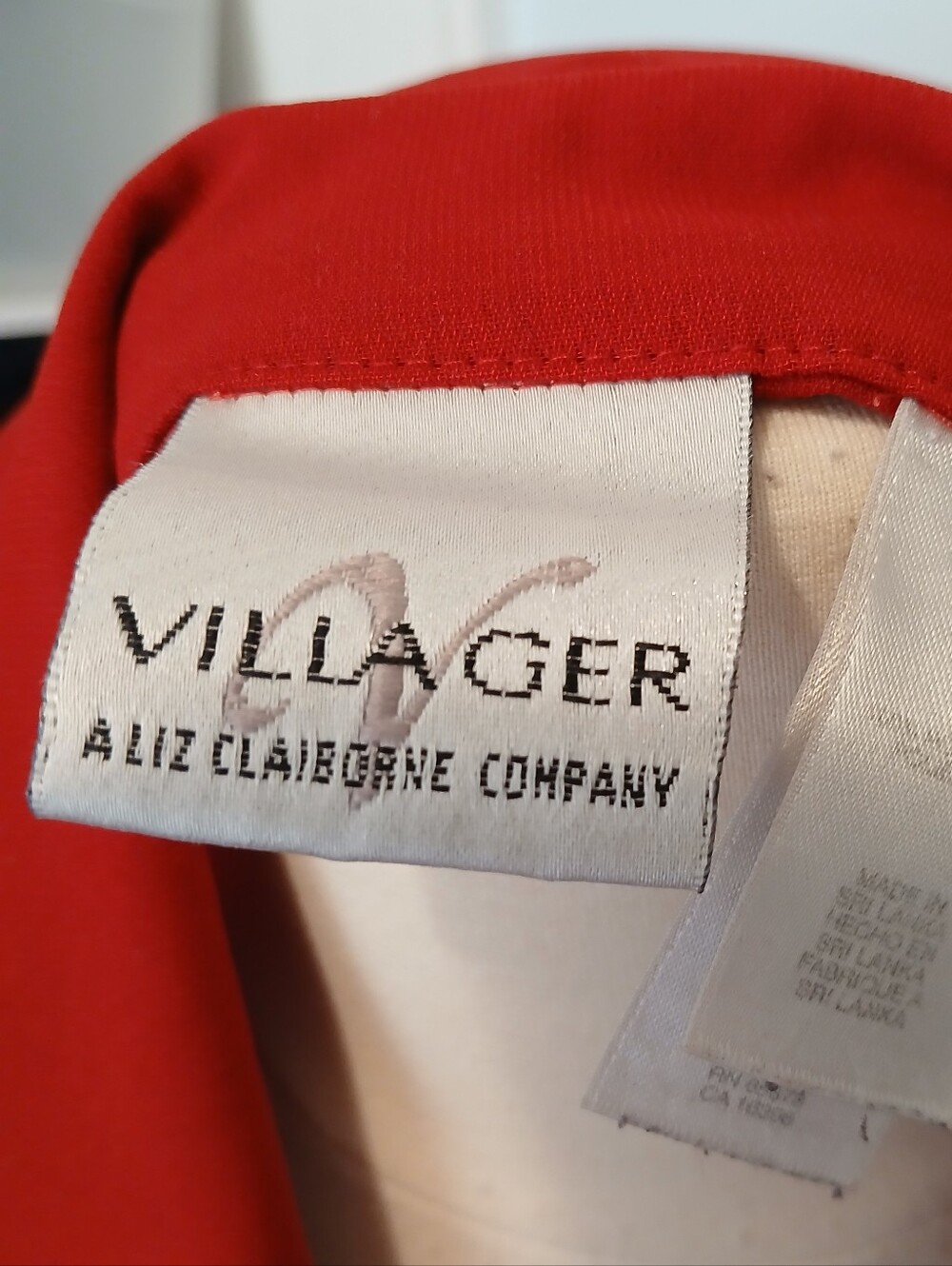 VINTAGE 80s Liz Claiborne Villager Red Button-Down Long Sleeve Blouse - Picture 3 of 4